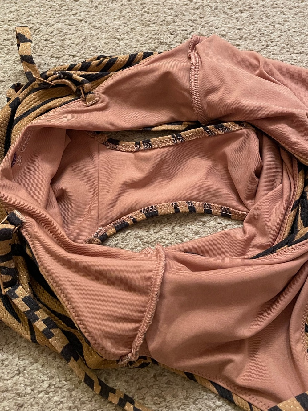 aerie one piece swimsuit bathing cutout small long ruched tiger print ribbed - Picture 5 of 6
